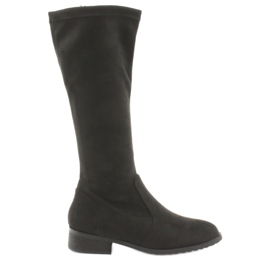 M.Daszyński Bottines stretch noires talon plat MR1602