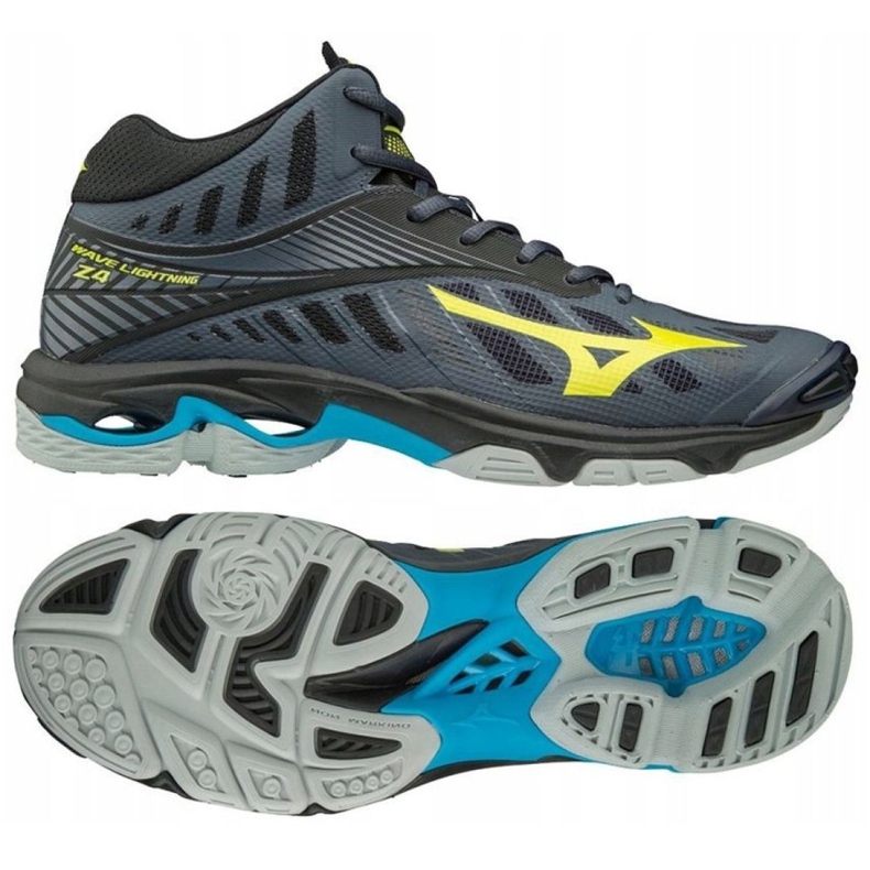 Chaussures de volley-ball Mizuno Wave Lighting Z4 Mid M V1GA180547 le noir gris Chaussures de volley-ball Mizuno Wave Lighting Z4 Mid M V1GA180547 le noir gris