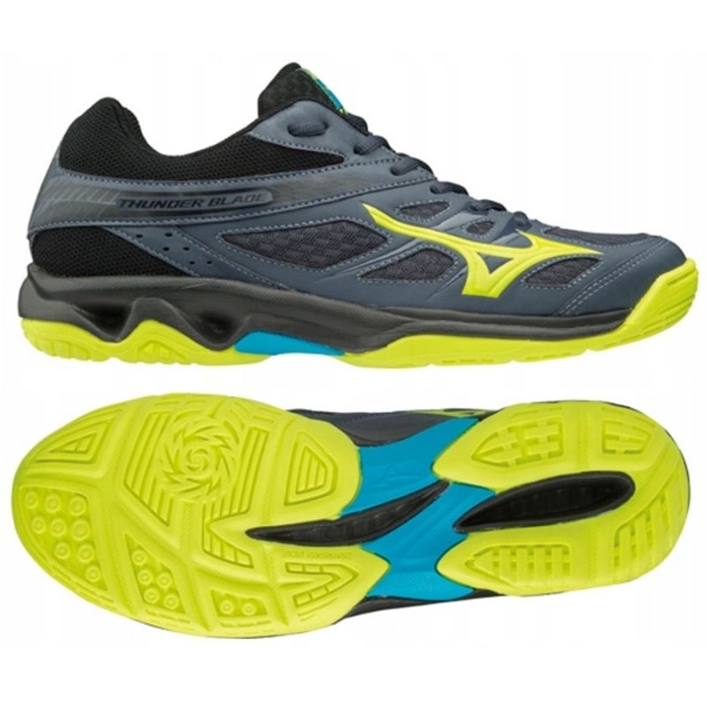 Mizuno Thunder Blade M V1GA177047 chaussures de volley-ball le noir bleu