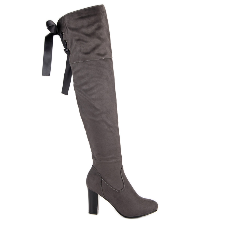 Forever Folie Cuissardes élégantes à talons hauts gris Forever Folie Cuissardes élégantes à talons hauts gris