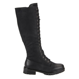 SDS Bottes à lacets pour femmes le noir