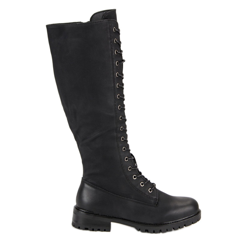 SDS Bottes à lacets pour femmes le noir