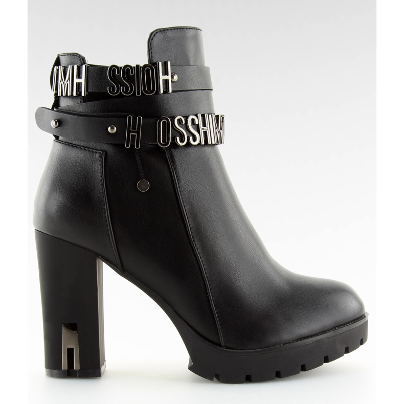 Bottines à talons noires Z122 black le noir