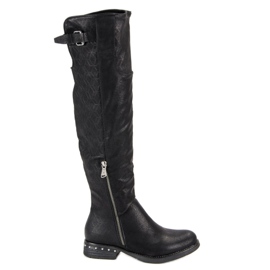 SDS Bottes noires à talons plats