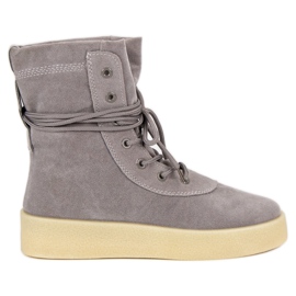 Bottes à lacets gris