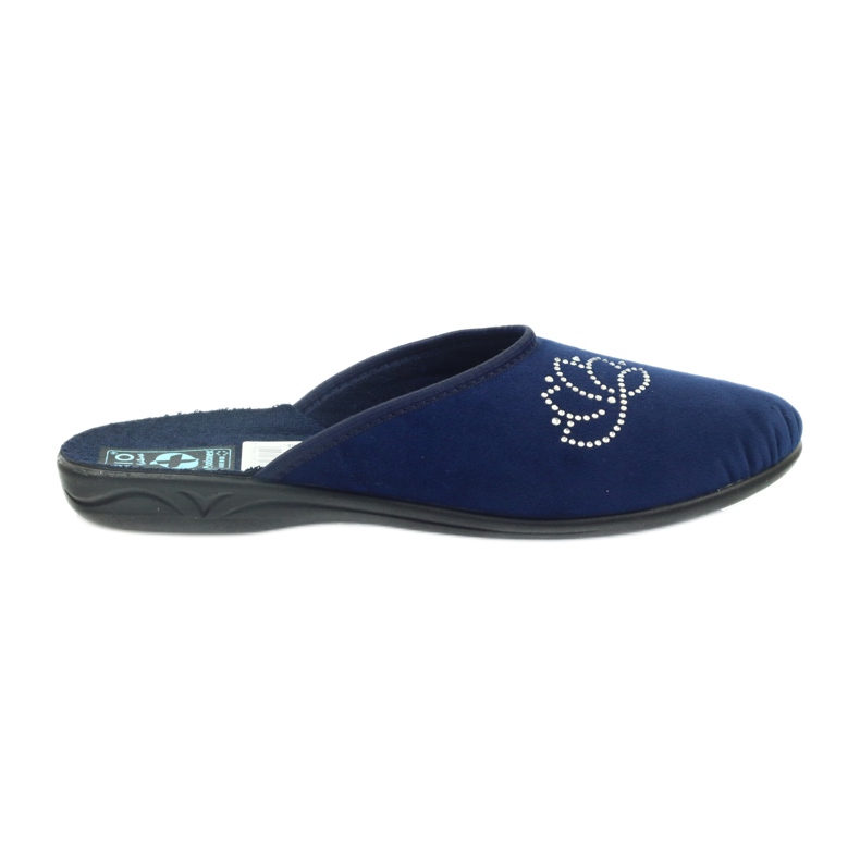 Chaussons velours paillettes Adanex bleu marine