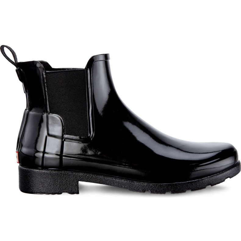 Hunter Femme Original raffiné Chelsea Gloss Black le noir