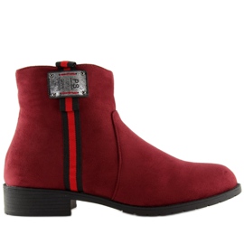 Bottines en daim bordeaux 100-913B0-2 Rouge
