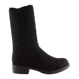 Noir ZH757 Bottes noires avec une tige de pull le noir