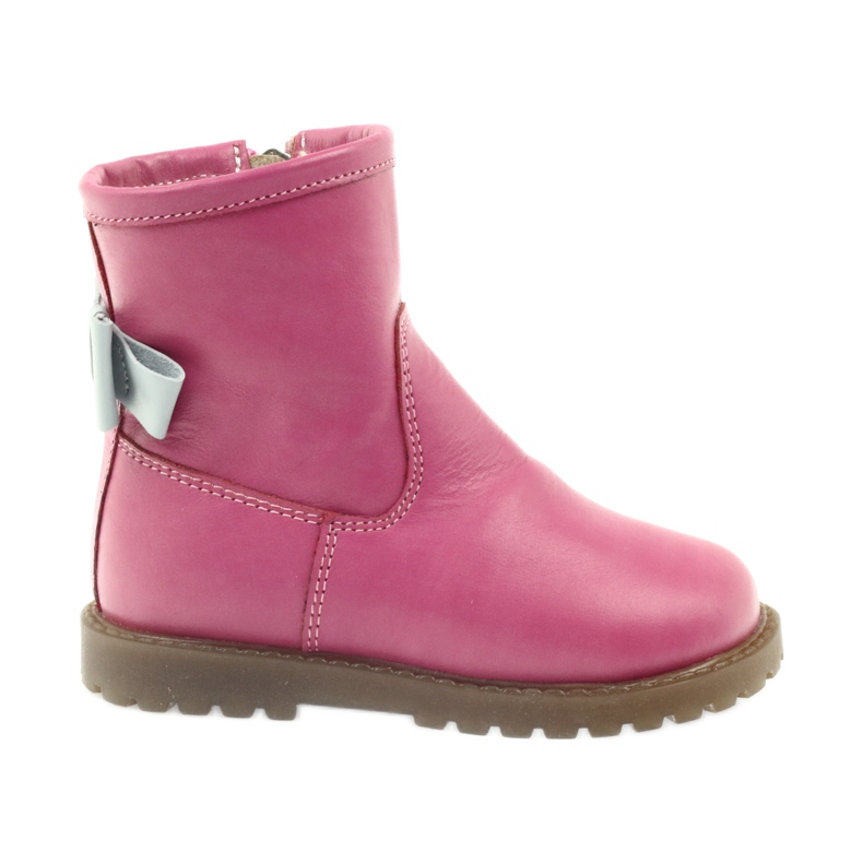 Bartuś Bottes pour enfants en cuir avec un arc rose 317 gris Bartuś Bottes pour enfants en cuir avec un arc rose 317 gris