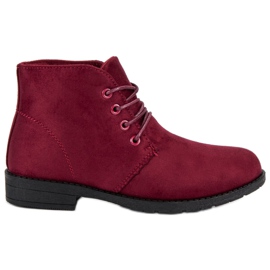 Bottines nouées bordeaux rouge