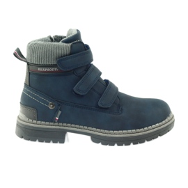 American Club Bottines velcro bottes 708121 gris bleu marine