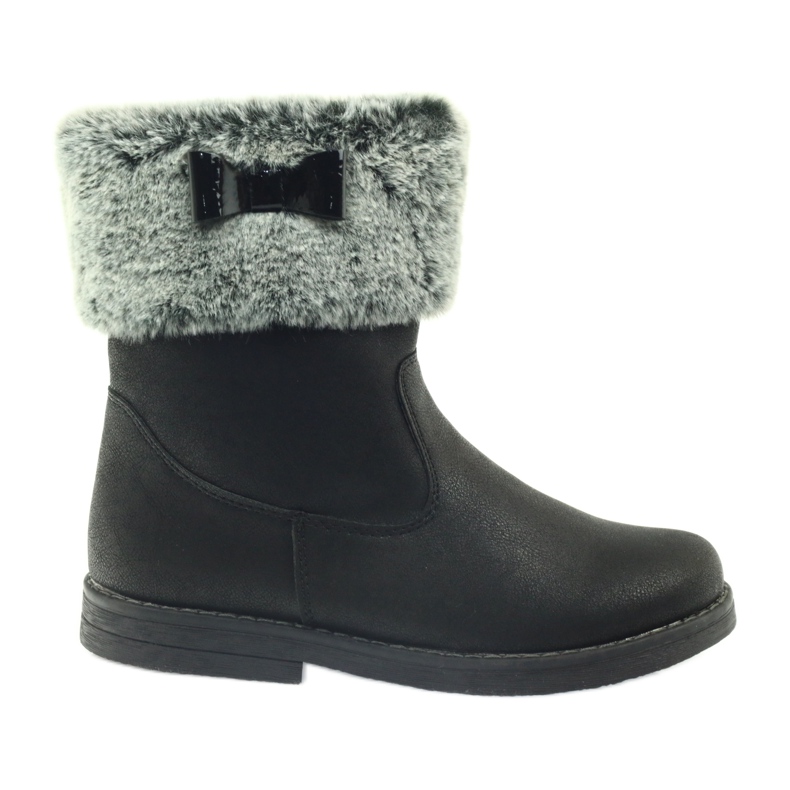 American Club Bottes d'hiver américaines hautes avec fourrure le noir