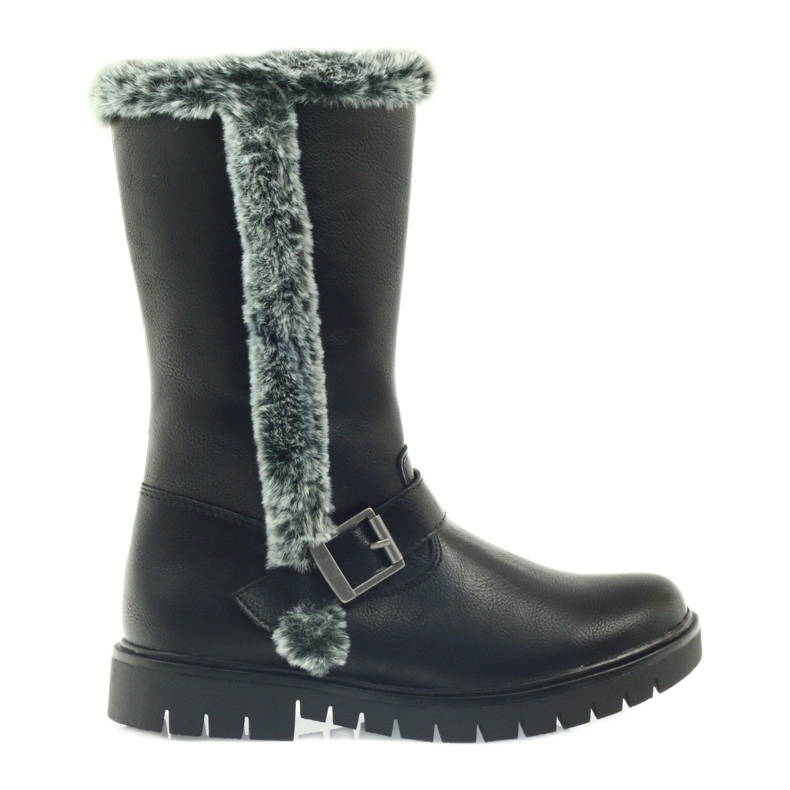 American Club Bottes longues noires avec fourrure le noir