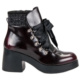 Super Me Bottes à talons à la mode rouge