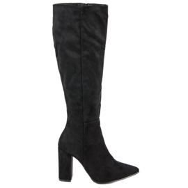 Small Swan Bottines à talons en daim le noir