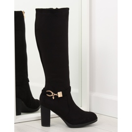 Bottes noires à talons hauts GF-0s07 noir