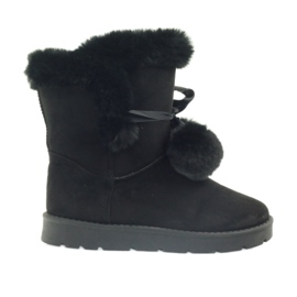 Emusy Mukluki noir avec un pompon le noir