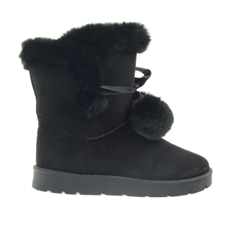 Emusy Mukluki noir avec un pompon le noir