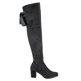 Queentina Cuissardes élégantes à talons hauts noir