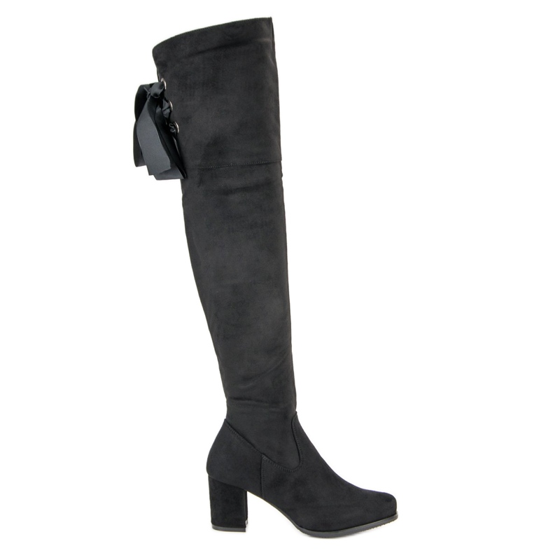 Queentina Cuissardes élégantes à talons hauts le noir