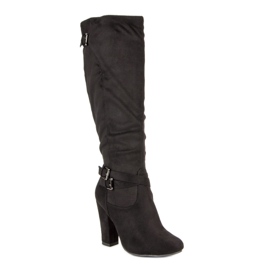 Groto Gogo Bottes en daim sur le poteau le noir