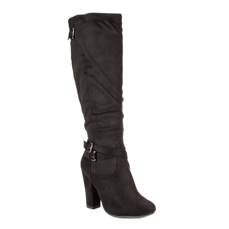 Groto Gogo Bottes en daim sur le poteau le noir