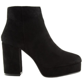 Bottines à talons larges noires YQ207 Noir