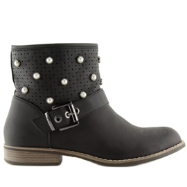 Bottes noires avec perles B9217-KB Noir