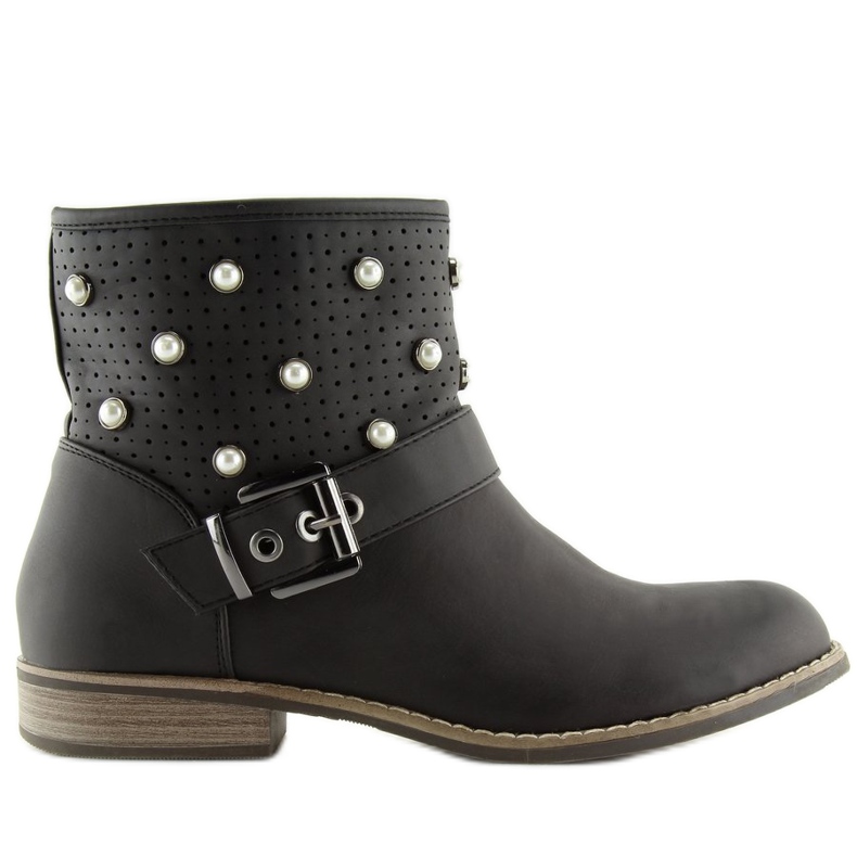 Bottes noires avec perles B9217-KB Noir le noir
