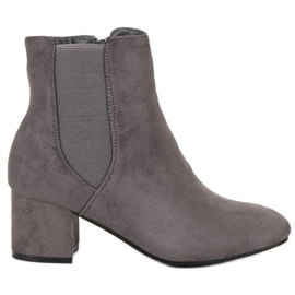 Top Shoes Bottines à talons en daim gris
