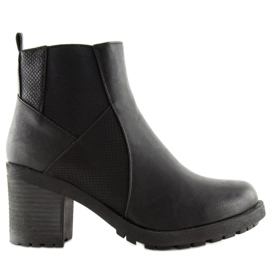 Bottines noires à talons larges 1032-1 Noir