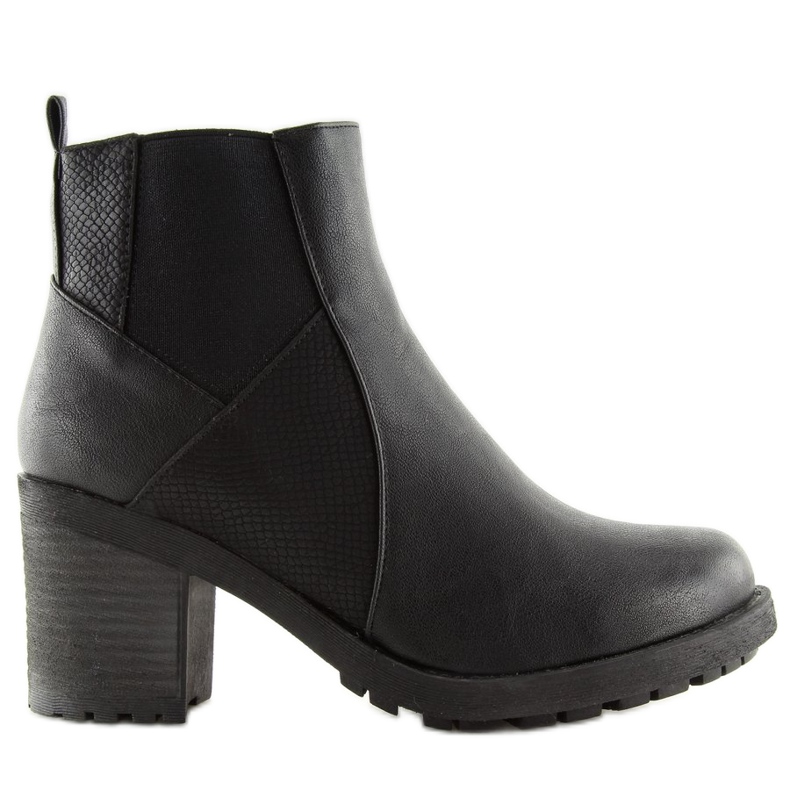 Bottines noires à talons larges 1032-1 Noir le noir