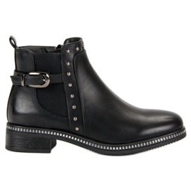 Vinceza Bottines Noires Avec Strass le noir