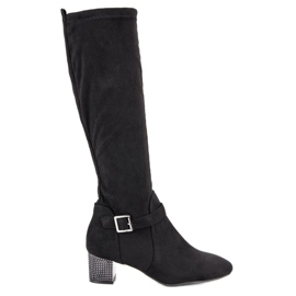Bottines à talons en daim le noir