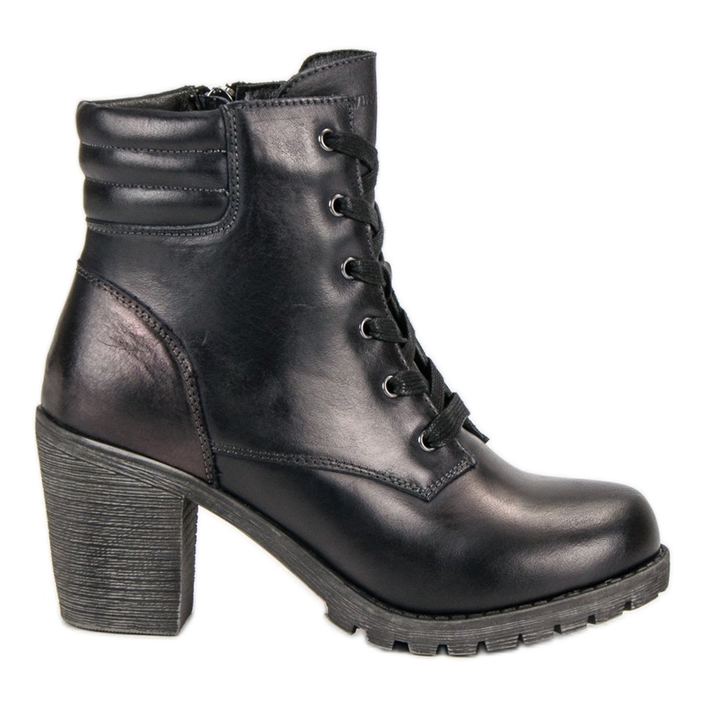 Bottines en cuir noir sur un poteau vinceza le noir