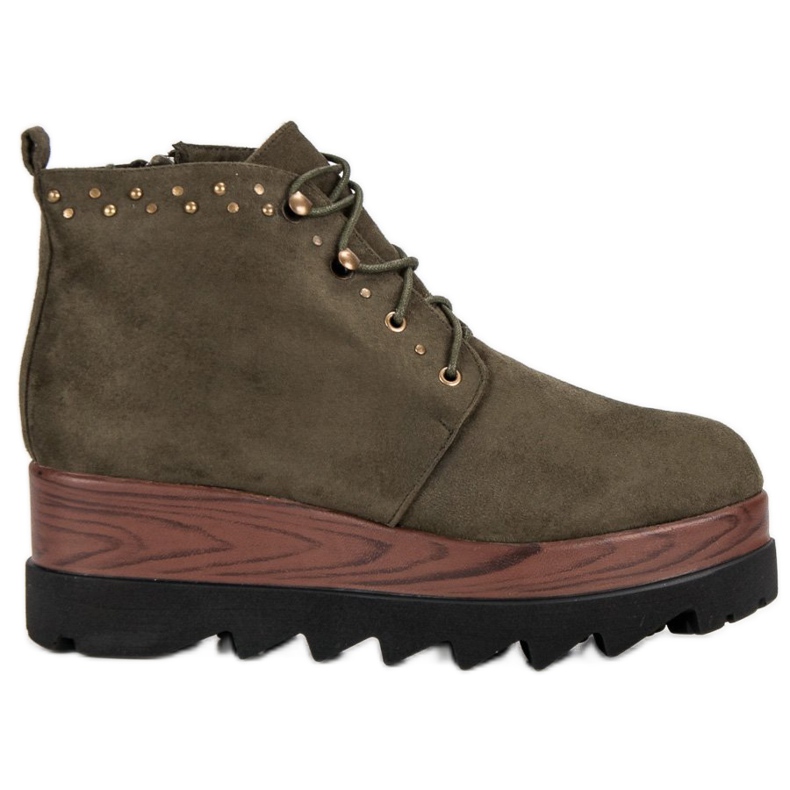 Kylie Bottes compensées en daim vert