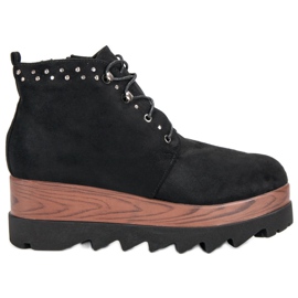 Kylie Bottes compensées en daim le noir