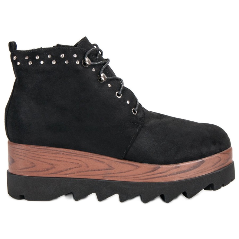 Kylie Bottes compensées en daim le noir