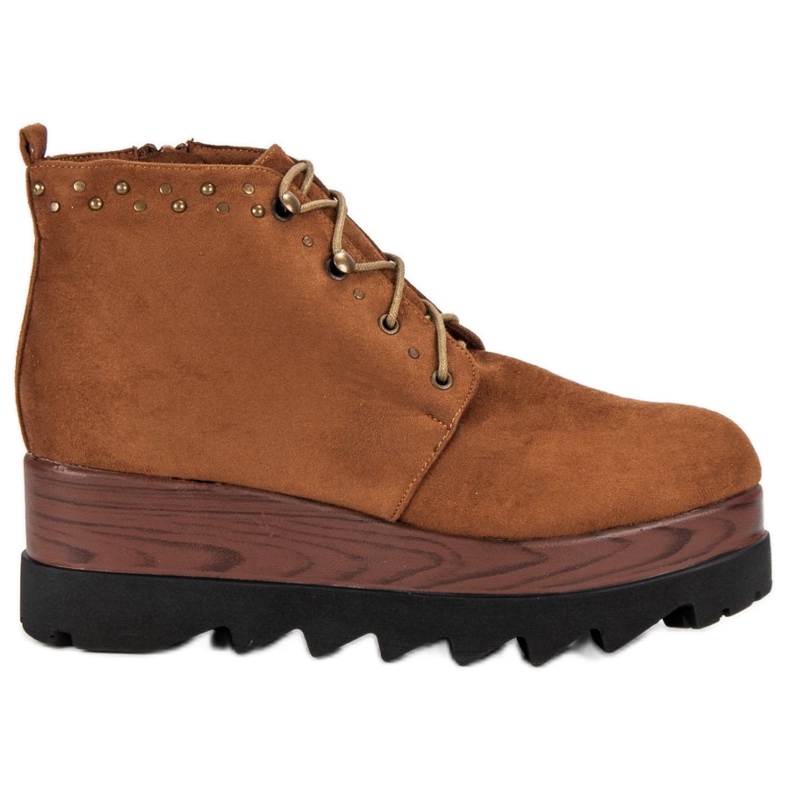 Kylie Bottes compensées en daim brun