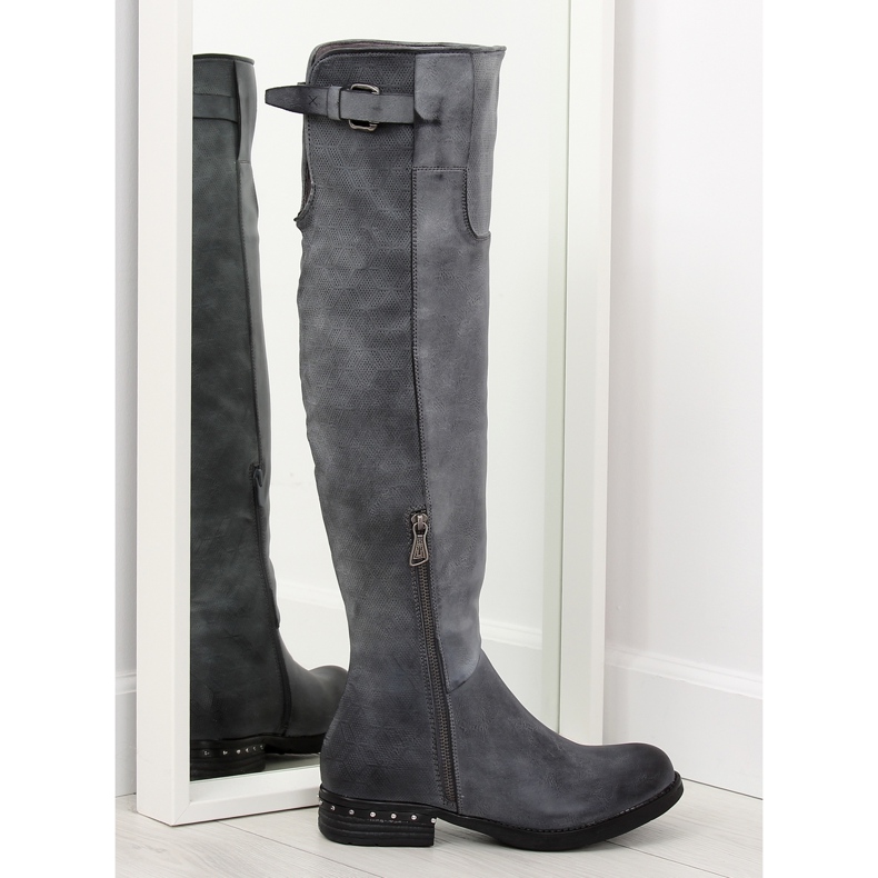 Bottes cavalières femme grises 228-PG gris