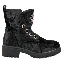 Kylie Bottes en velours à la mode noir