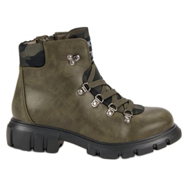 Kylie Bottes à lacets vert