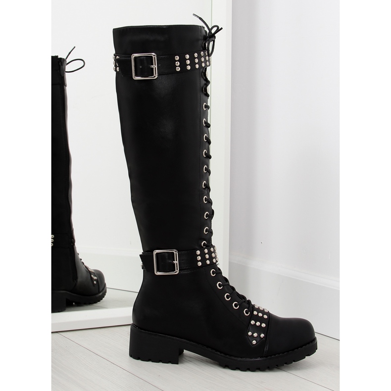 Bottes d'équitation à crampons noir PE116 noir le noir