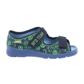 Befado chaussures pour enfants sandales pantoufles 969y124 vert bleu marine