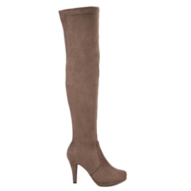 Super Me Bottes en daim sur un talon haut brun