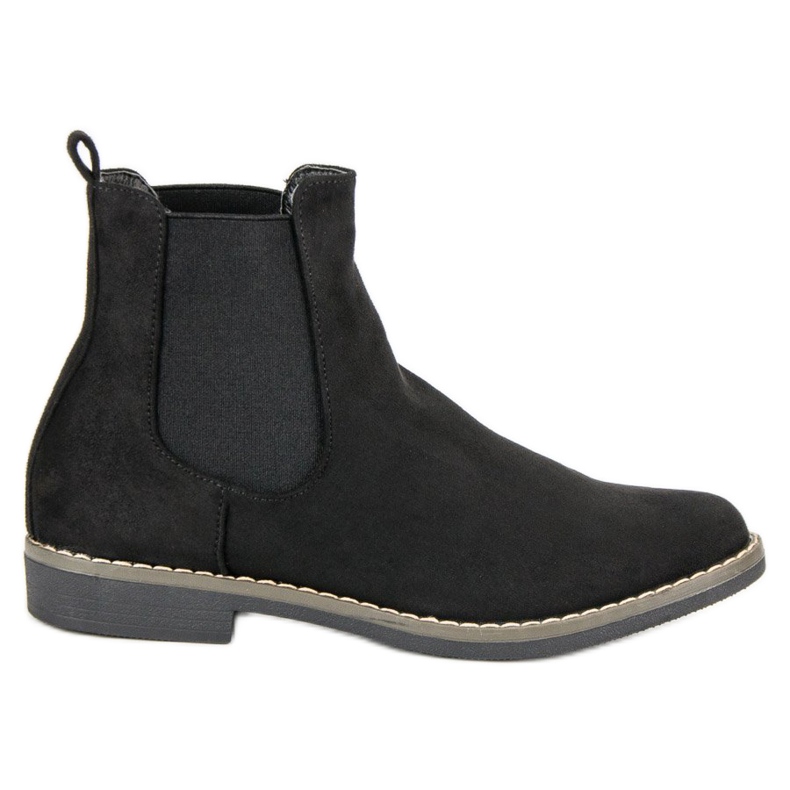 Super Mode Bottines Chelsea en daim noires le noir