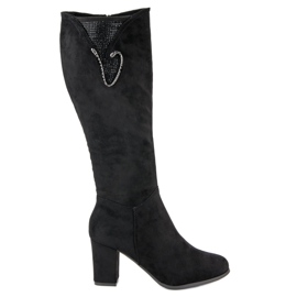 Bottines à talons en daim noir