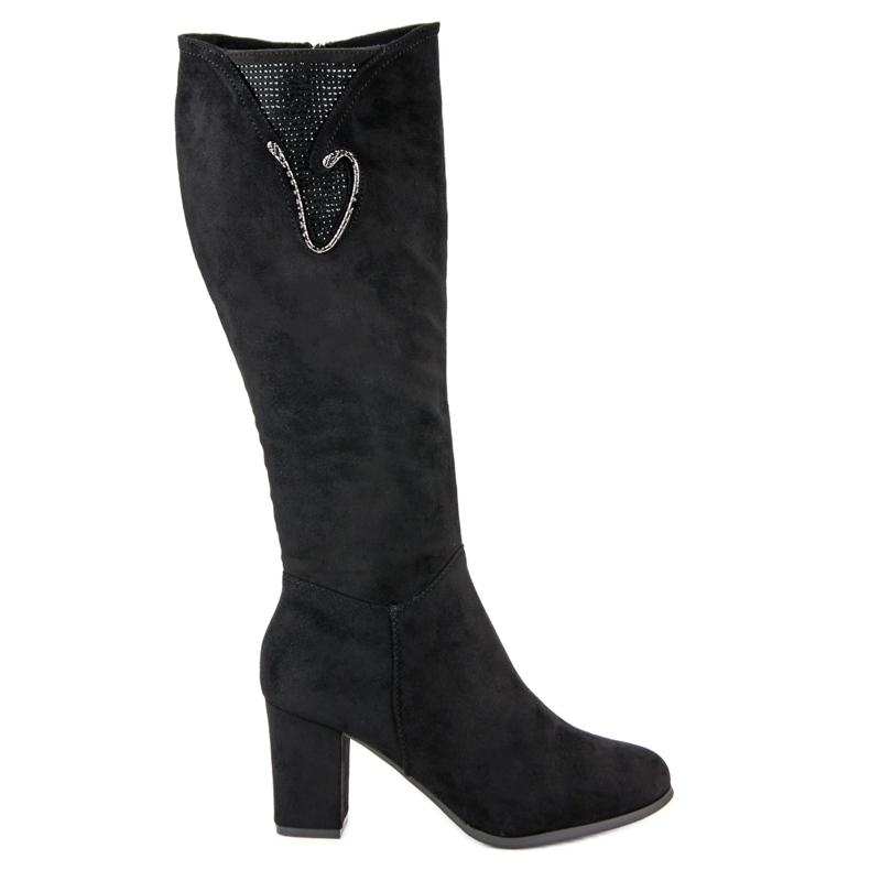 Bottines à talons en daim le noir
