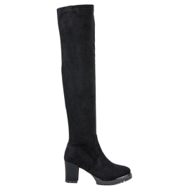 Bottines compensées en daim le noir